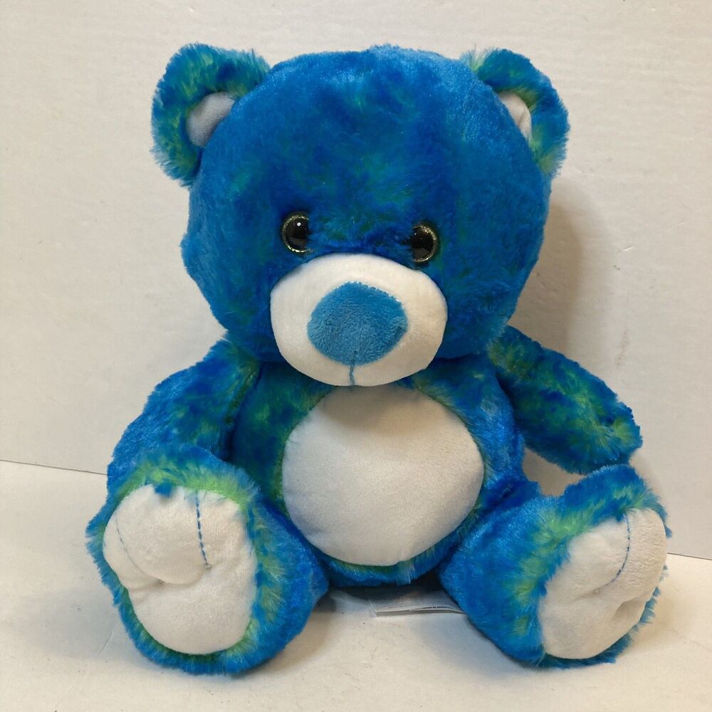 10” Fiesta Teddy Bear Plush Blue Green Iridescent Sparlkles Stuffed Animal Plush